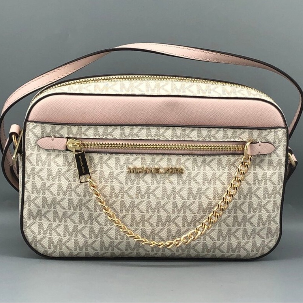 Michael Kors Blush and Cream Logo Crossbody Bag